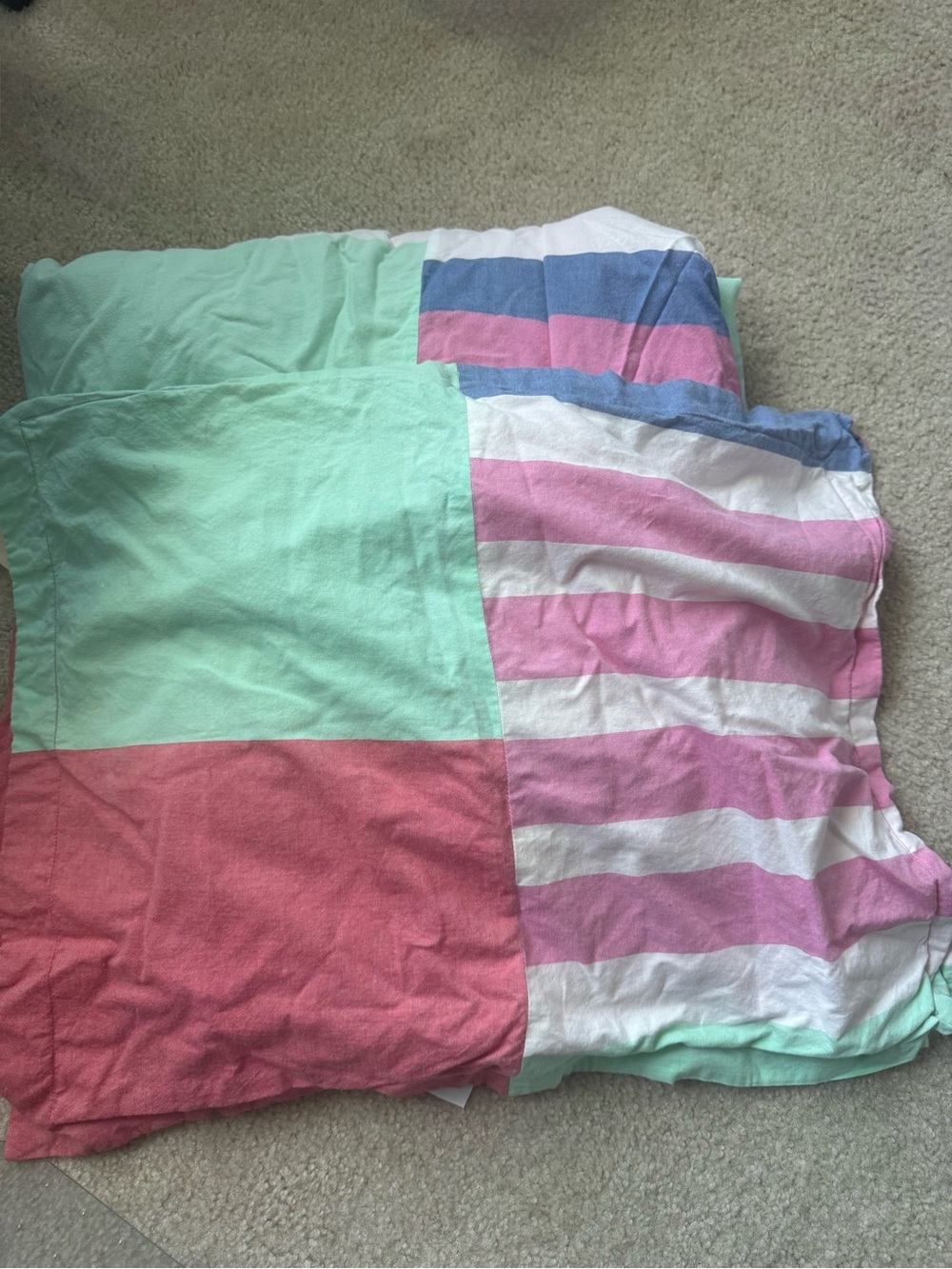 Colorblock & Stripe Lightweight Blanket - Mint, Coral, Pink